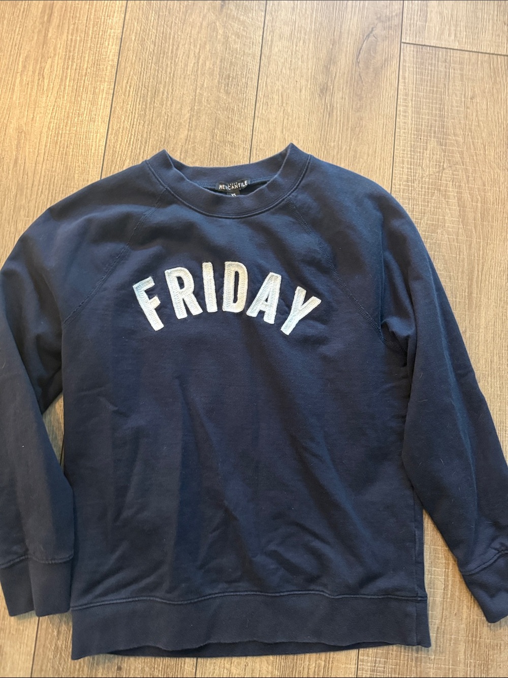 Girls J. Crew Mercantile Navy 'FRIDAY' Pullover Sweatshirt Size 8-10